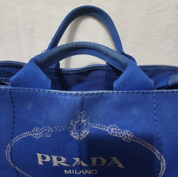 Auth Prada Canapa Blue Tote Bag - Picture 13 of 13